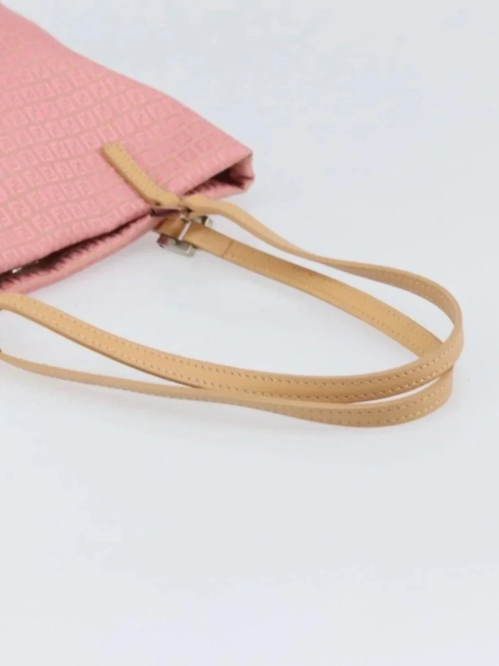 FENDI Zucchino Canvas Tote Bag Pink Silver - Picture 8 of 16